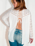 Fiona Ivory Top with Aztec Lace - Eighty7 Boulevard 
