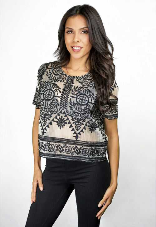 Aztec Lace Top - Eighty7 Boulevard 