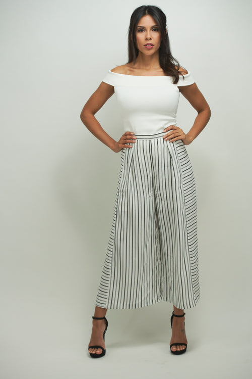 Striped Derby Pants - Eighty7 Boulevard 