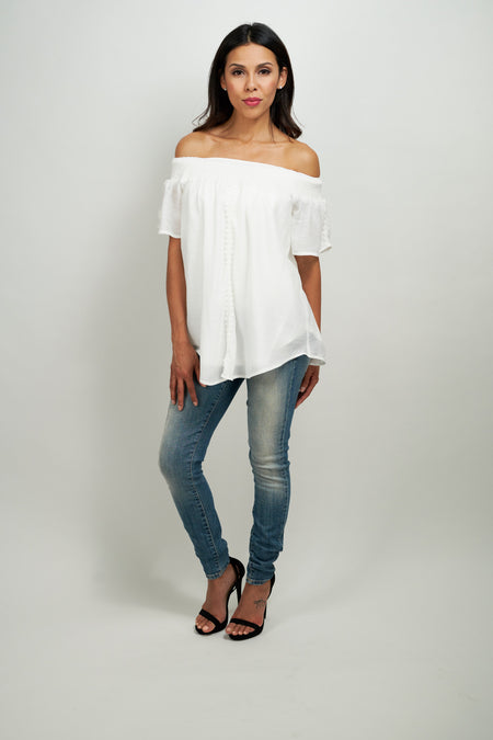 Fiona Ivory Top with Aztec Lace