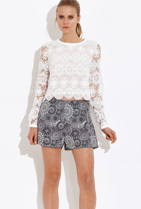 Fiona Ivory Top with Aztec Lace