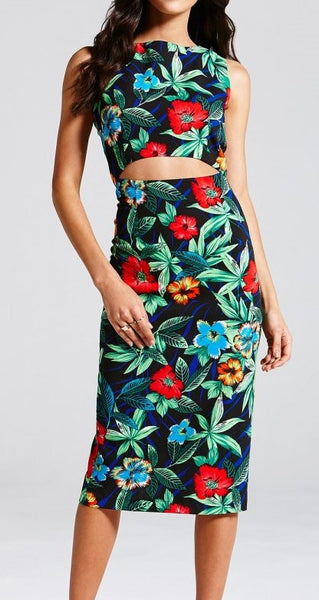 Girls On Film - Tropical Print Dress - Eighty7 Boulevard 